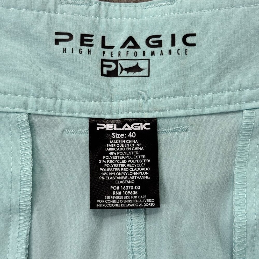 Pelagic Mako Hybrid Fishing Shorts Men 40 Blue Solid Stretch Performance 8" - Picture 6 of 14